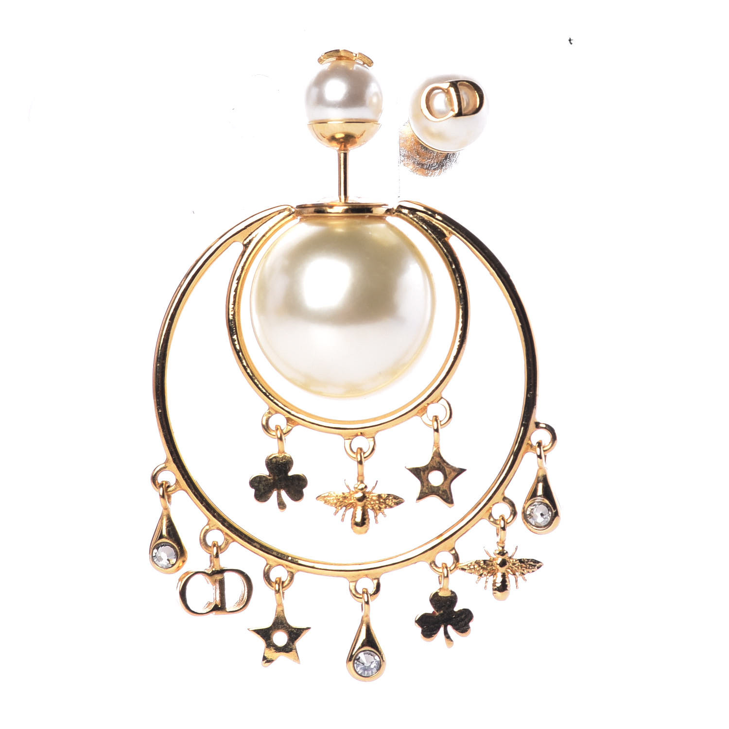 CHRISTIAN DIOR Pearl Tribales Earrings Gold 545736 | FASHIONPHILE