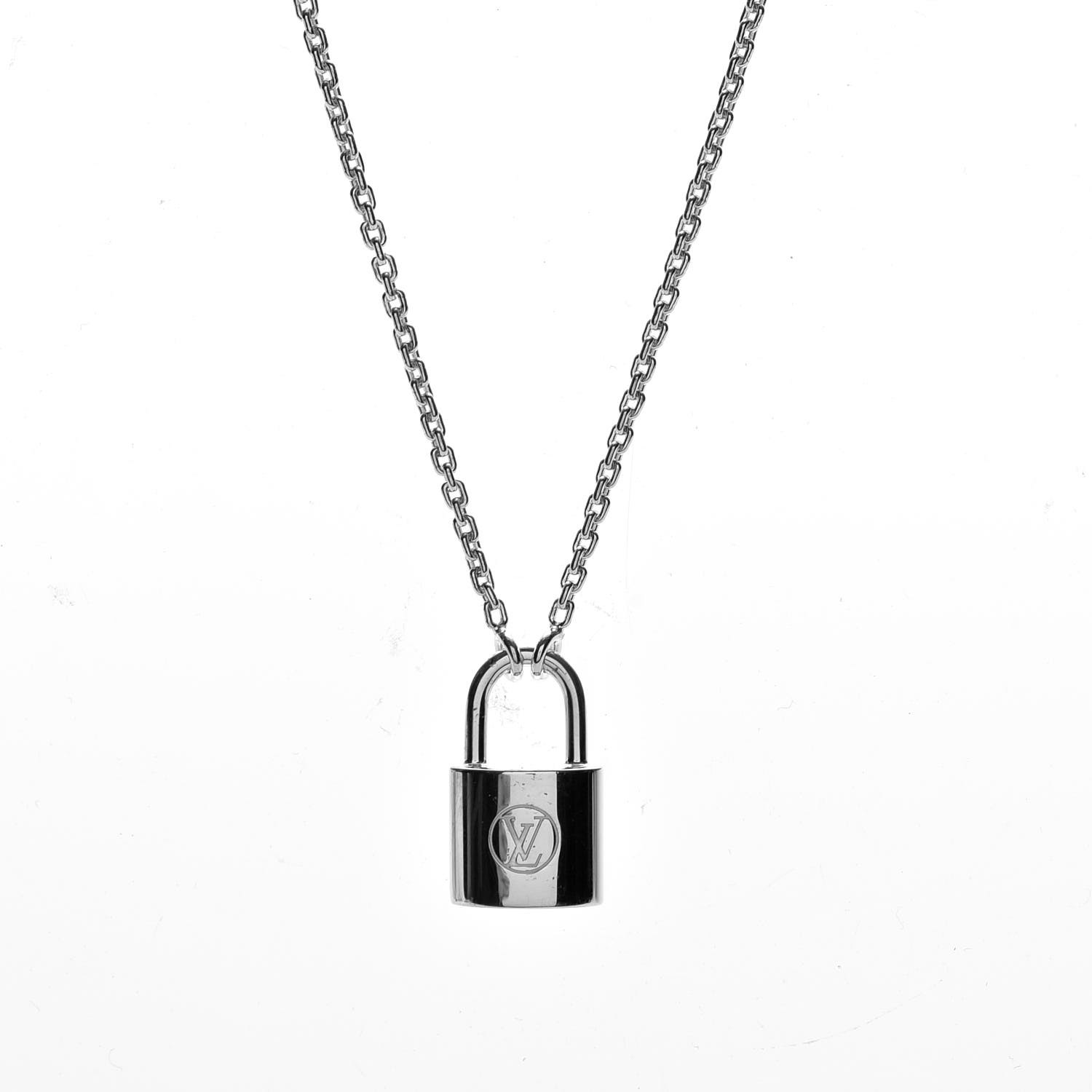 LOUIS VUITTON Sterling Silver Lockit Necklace 224061