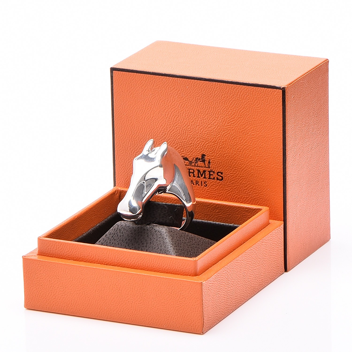 HERMES Sterling Silver Large Galop Ring 59 9 233745 | FASHIONPHILE