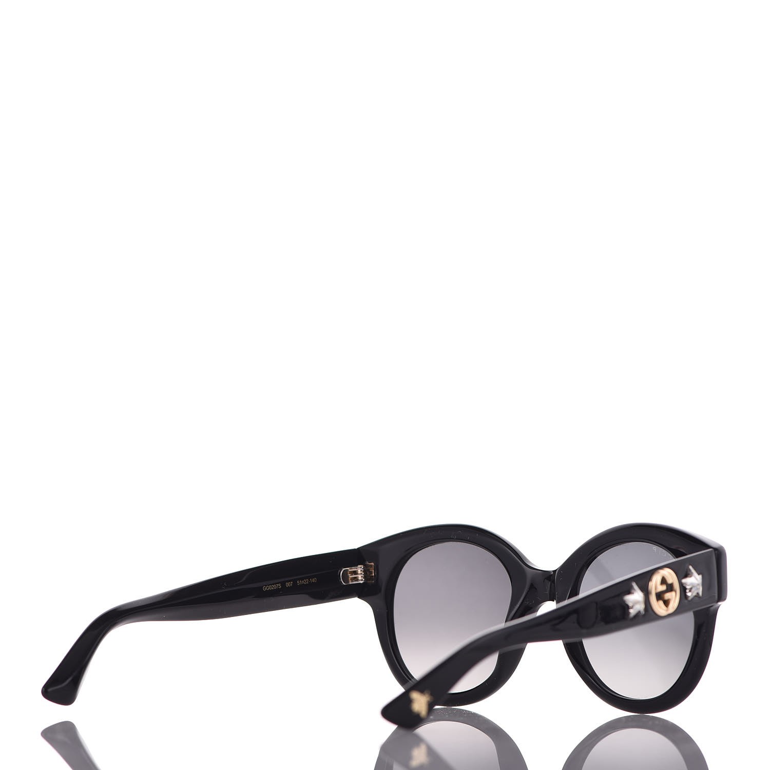 Gucci Round Frame Gg Star Sunglasses Gg0207s Black 316105