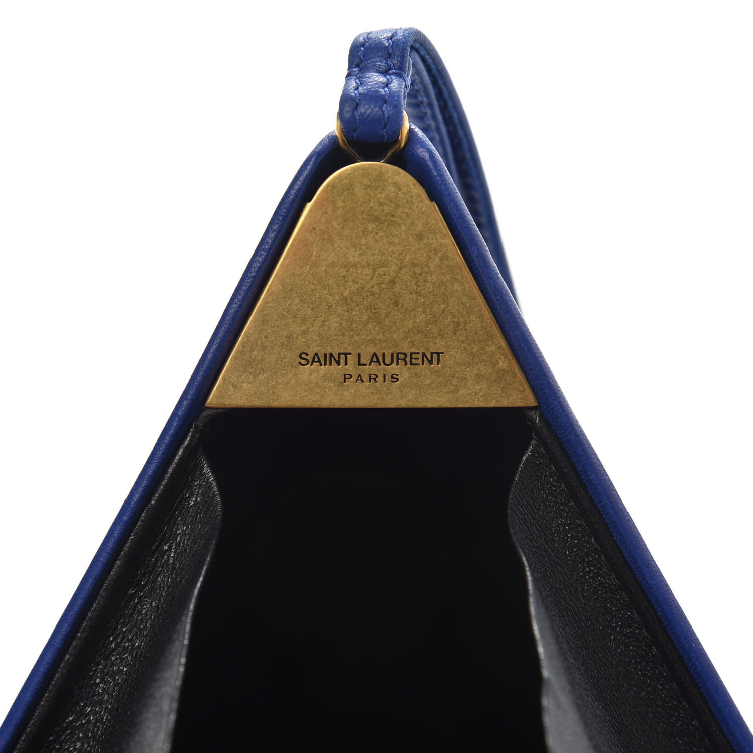 SAINT LAURENT Lambskin Pyramid Clutch Blue 714915 | FASHIONPHILE