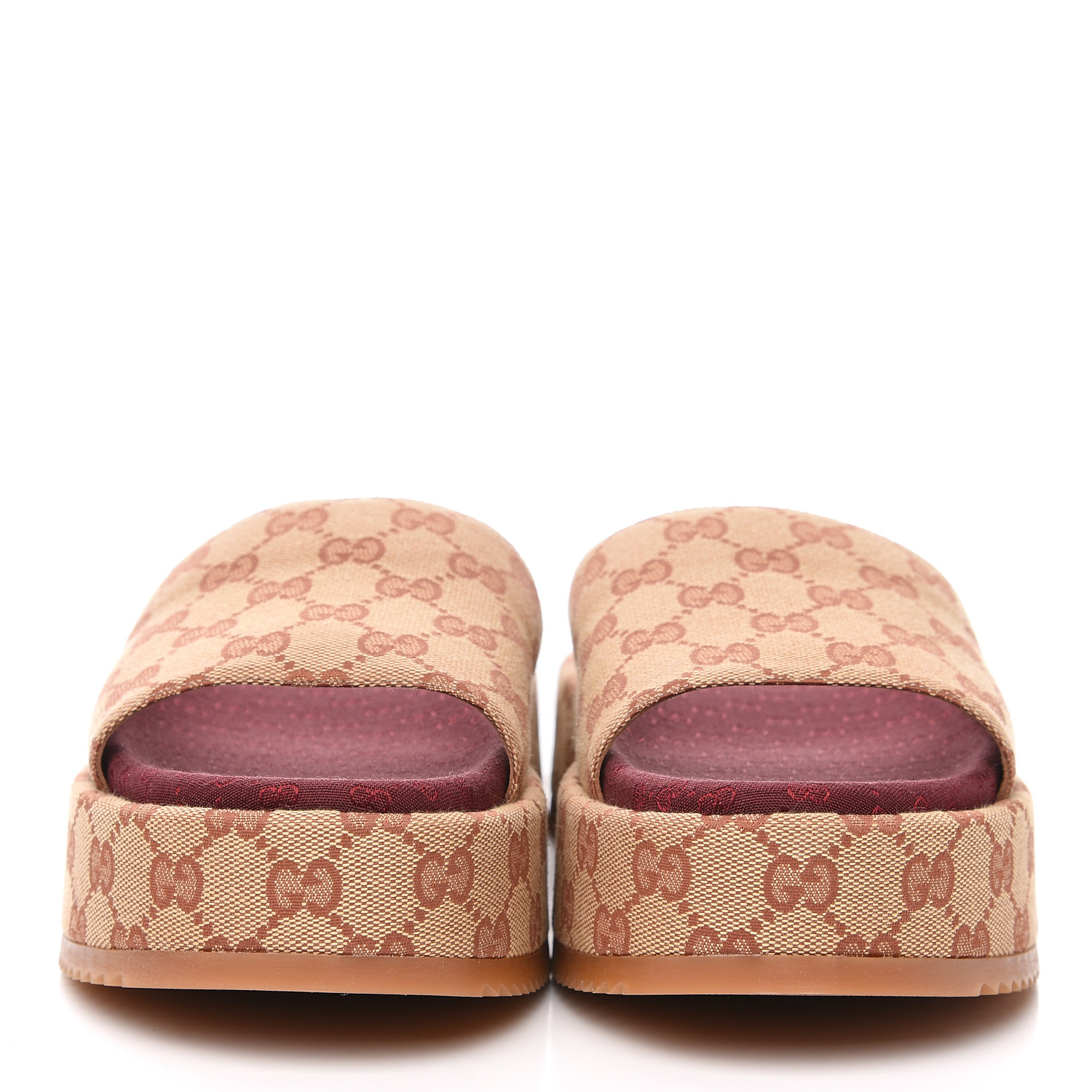 GUCCI Monogram Platform Sandals 41.5 Beige 563076