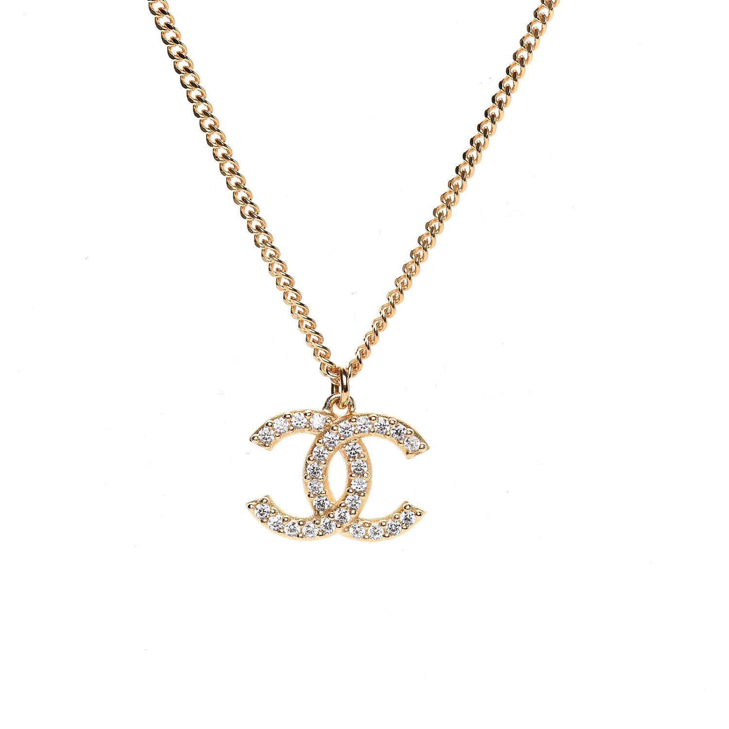 CHANEL Crystal CC Necklace Gold 561406