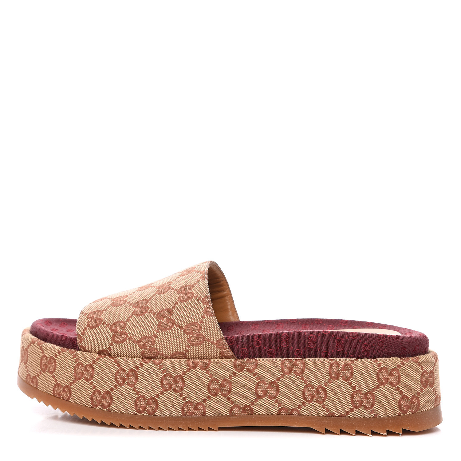 GUCCI Monogram Platform Sandals 41.5 Beige 563076