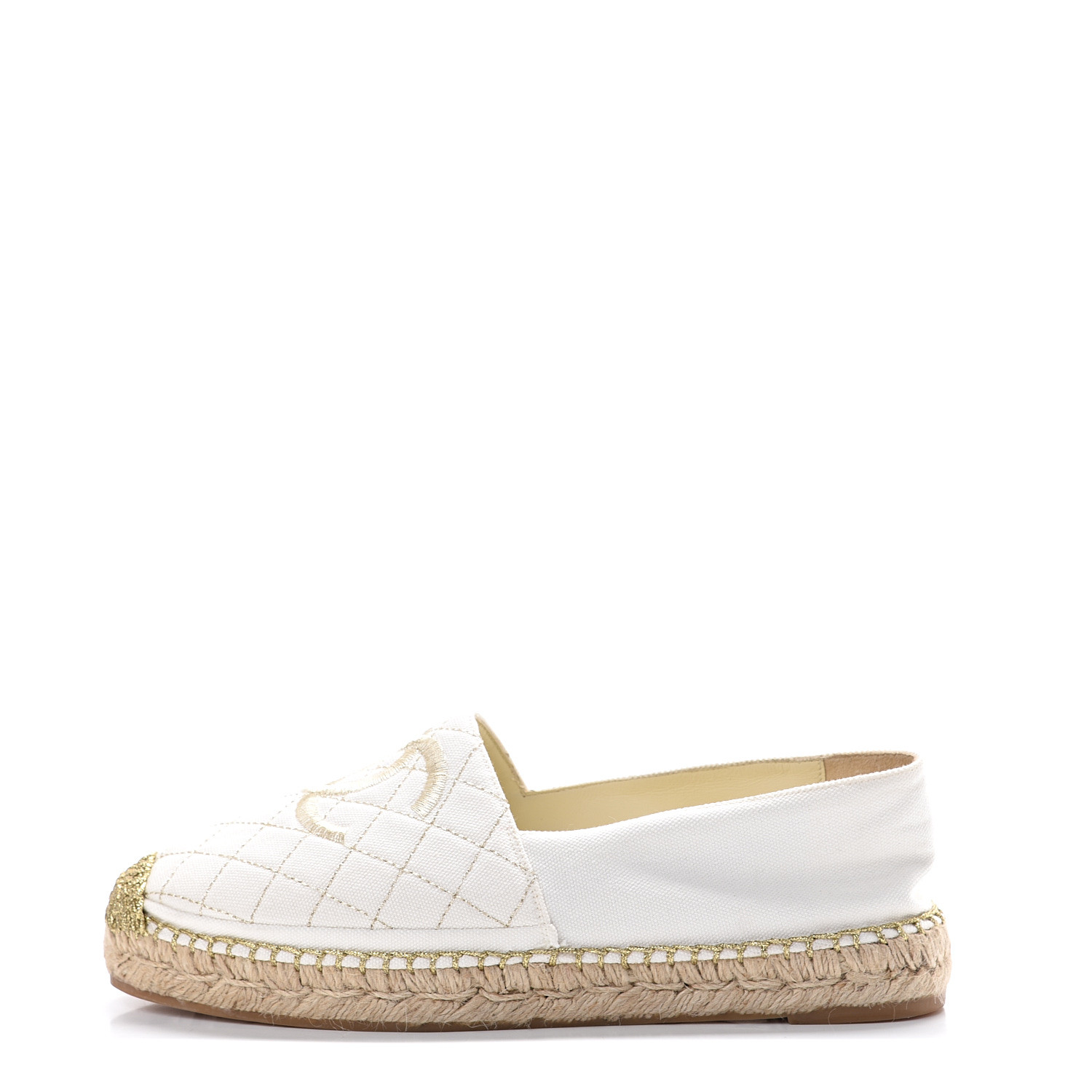 white and gold espadrilles