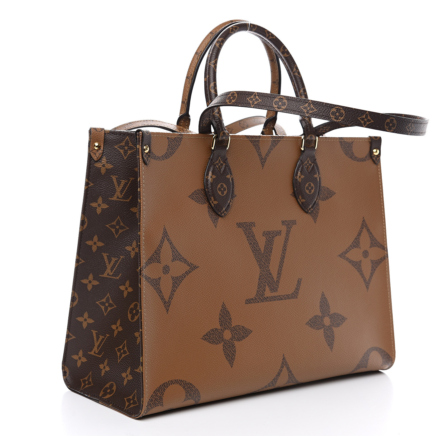 Louis+Vuitton+On+The+Go+Tote+MM+Brown+Monogram+Reverse+Leather for sale  online