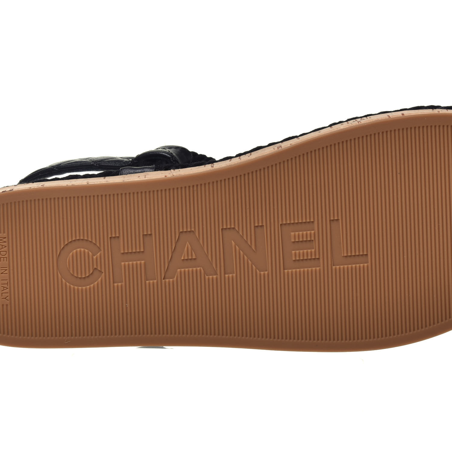 chanel cord and lambskin sandals black