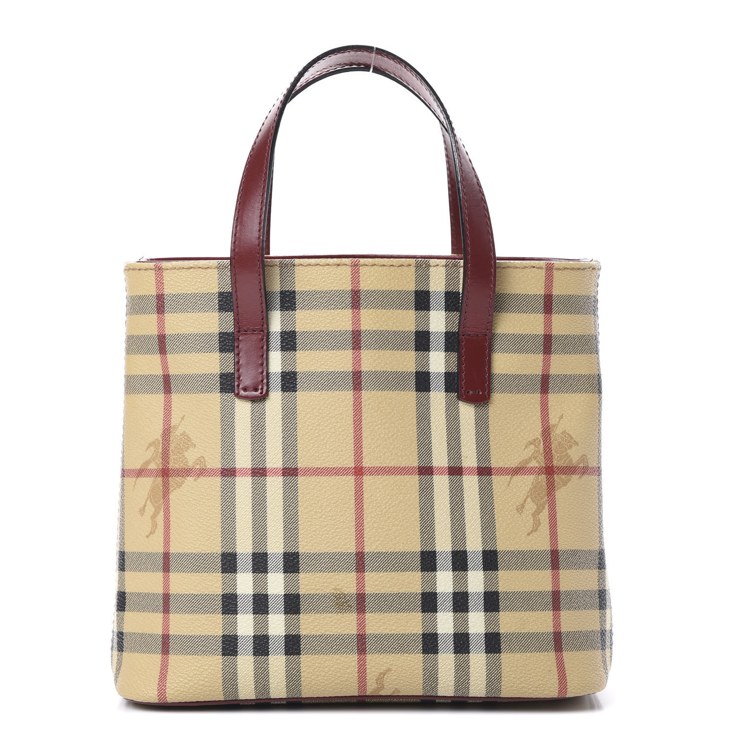 BURBERRY Haymarket Check Small Tote Red 588823