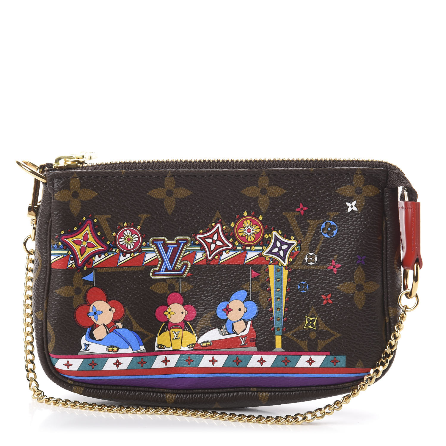 LOUIS VUITTON Monogram 2020 Christmas Animation Bumper Cars Mini Pochette Accessories Coquelicot ...