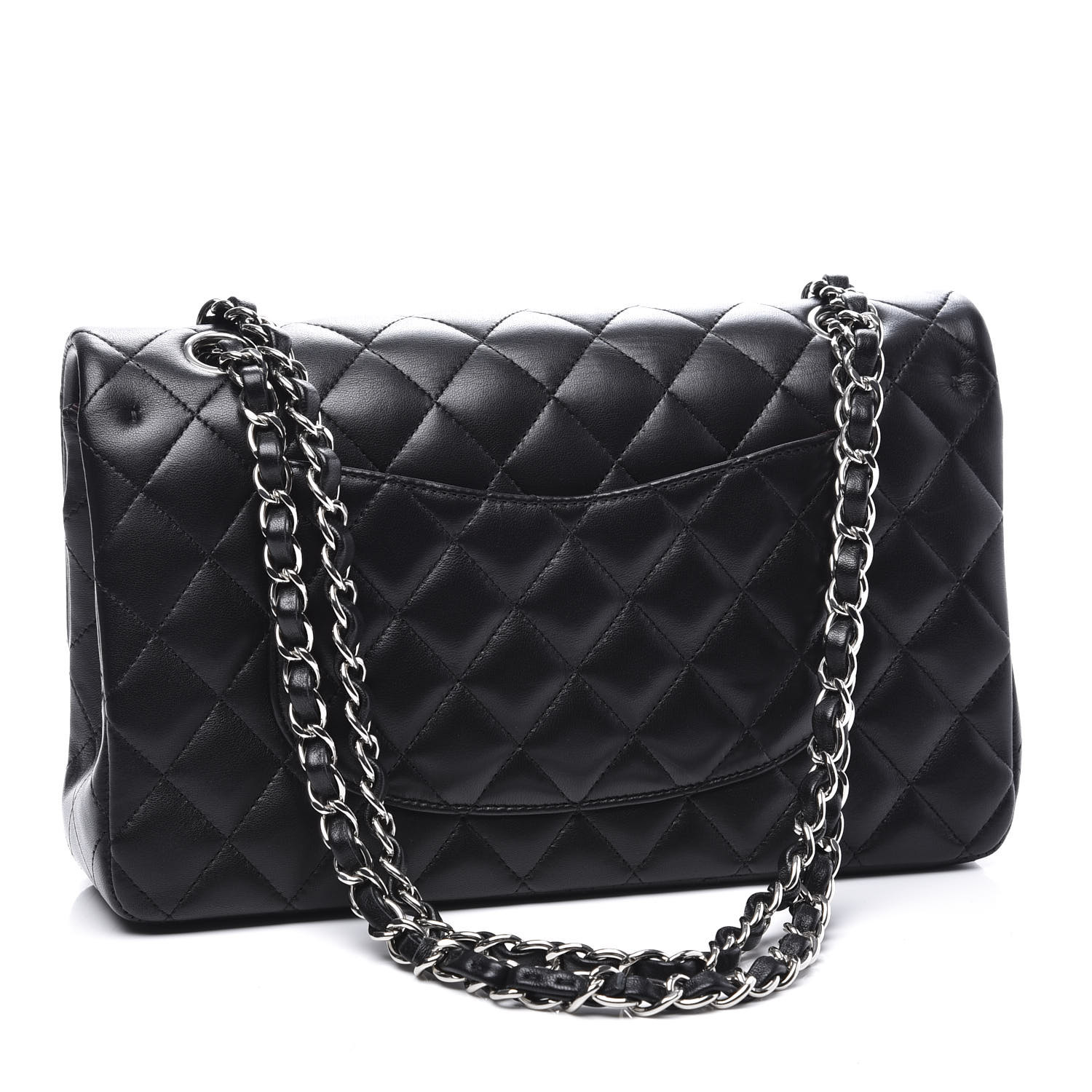CHANEL Lambskin Quilted Medium Double Flap Black 590074