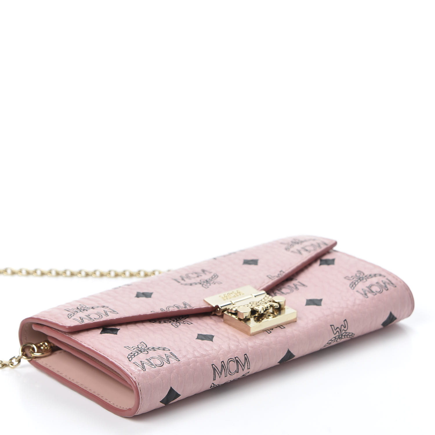 mcm coated canvas wallet on a chain