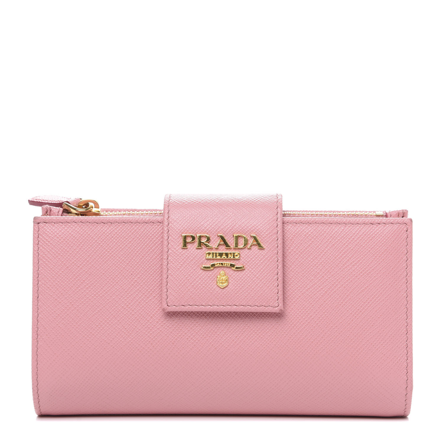 prada saffiano leather tab wallet