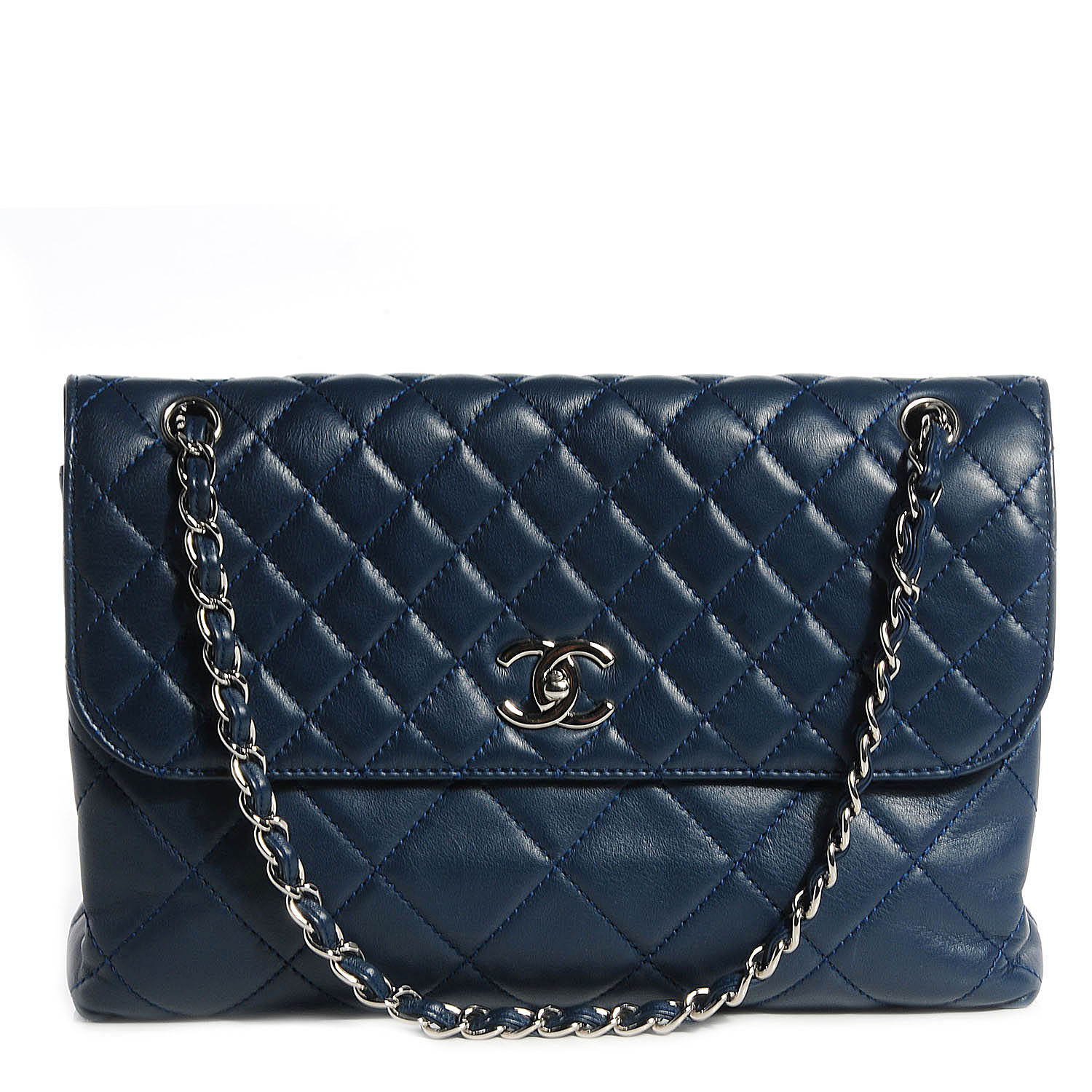 CHANEL Calfskin Quilted In the Business Flap Bag Dark Blue 77091
