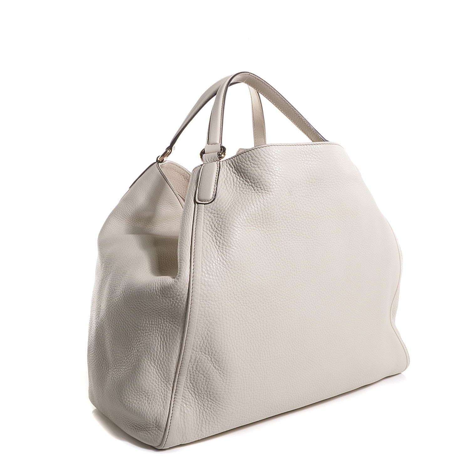 GUCCI Pebbled Calfskin Large Soho Shoulder Bag Off White 88562