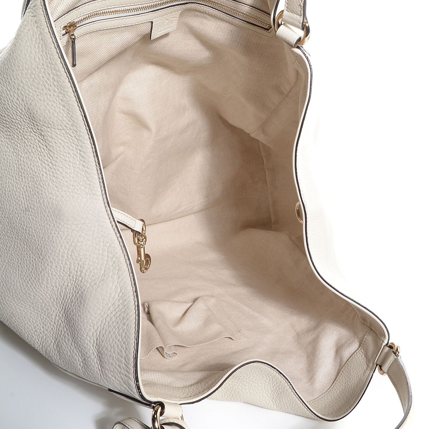 GUCCI Pebbled Calfskin Large Soho Shoulder Bag Off White 88562