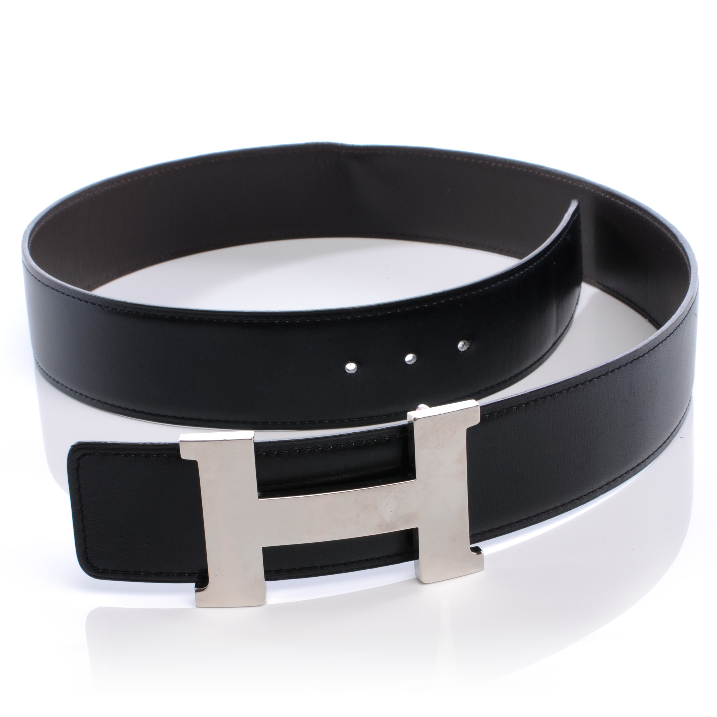 HERMES Mens Box Reversible Constance H Belt 80 Noir Chocolate 39383