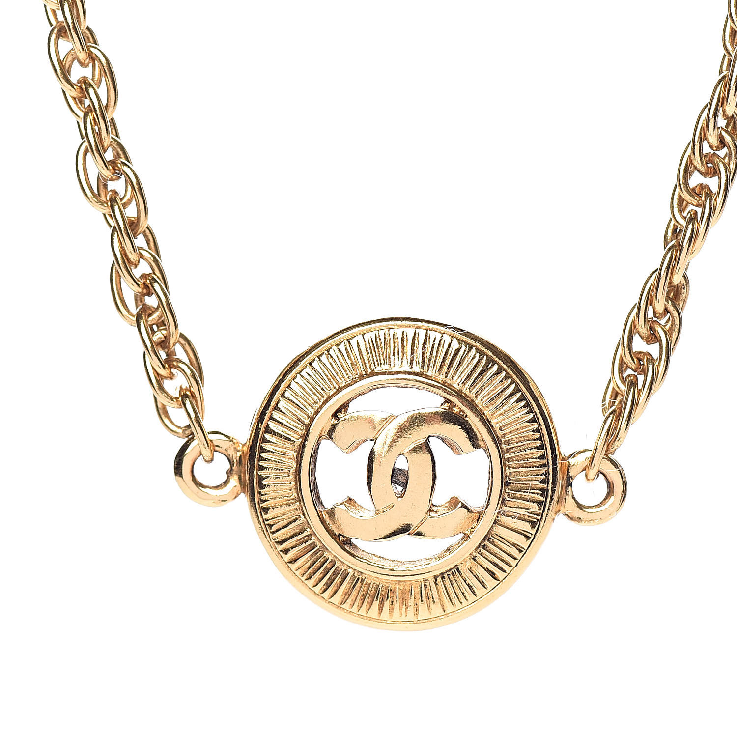 CHANEL CC Medallion Choker Chain Necklace Gold 502918