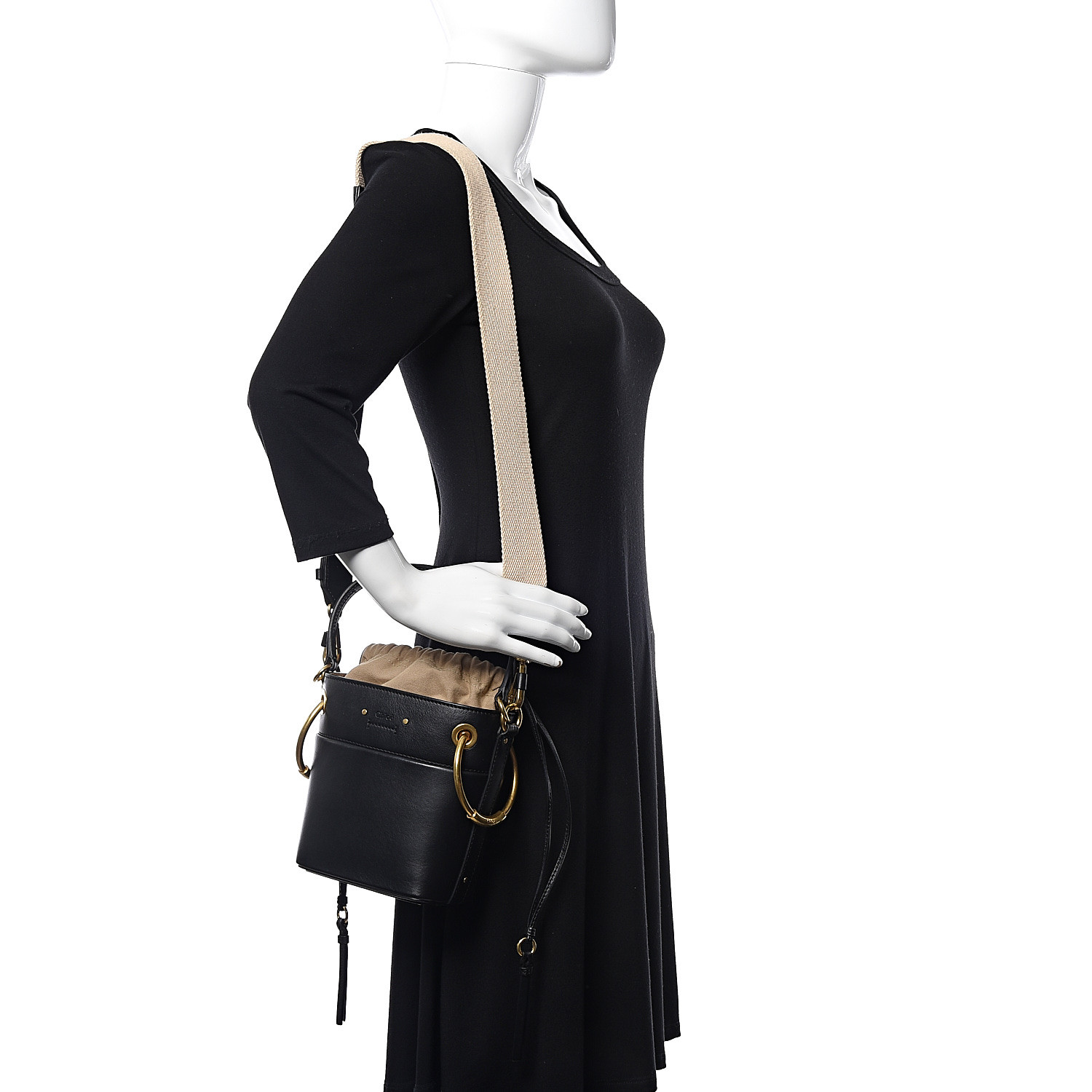 mini black bucket bag