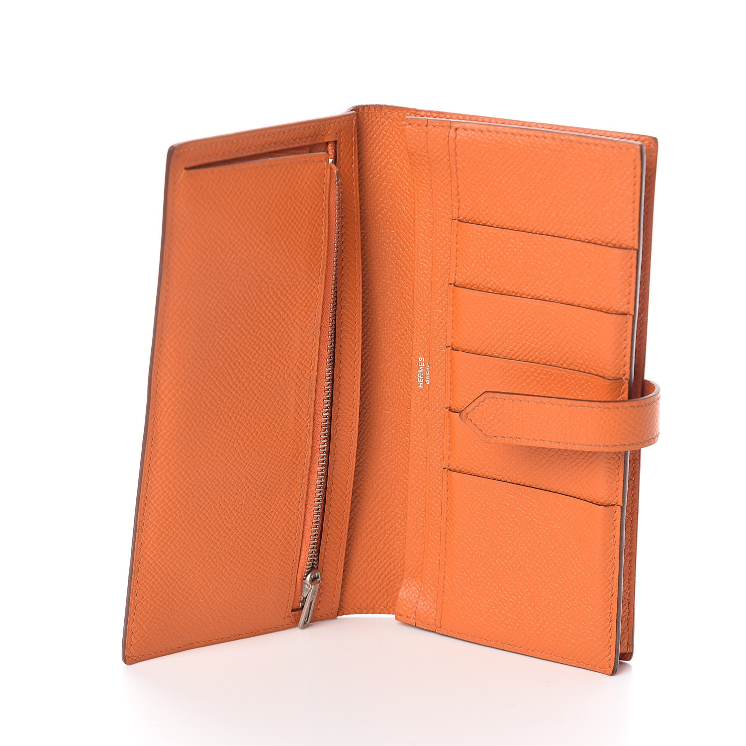 HERMES Epsom Bearn Gusset Wallet Orange 509763