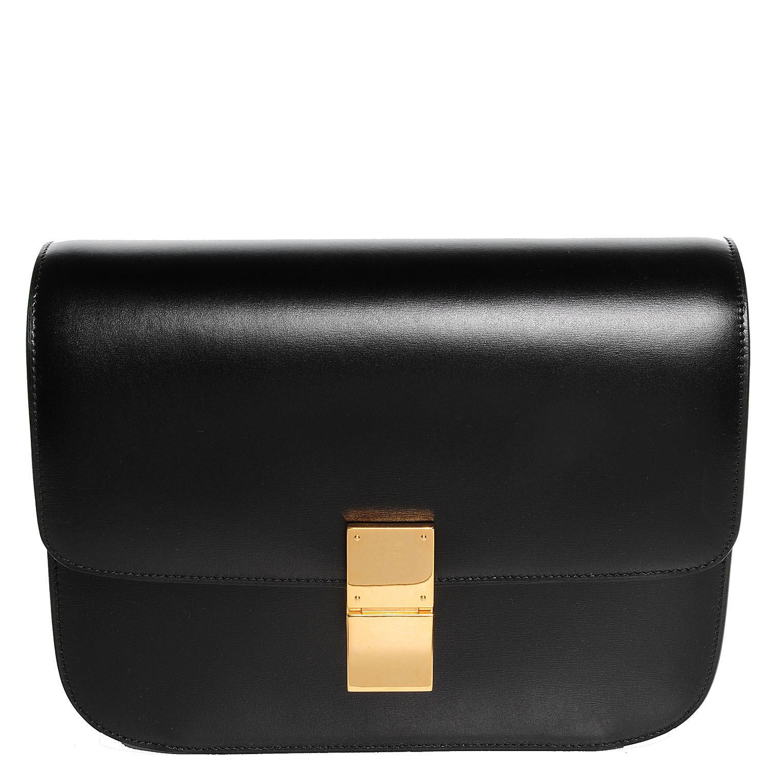 CELINE Box Calfskin Medium Classic Box Flap Bag Black 108982