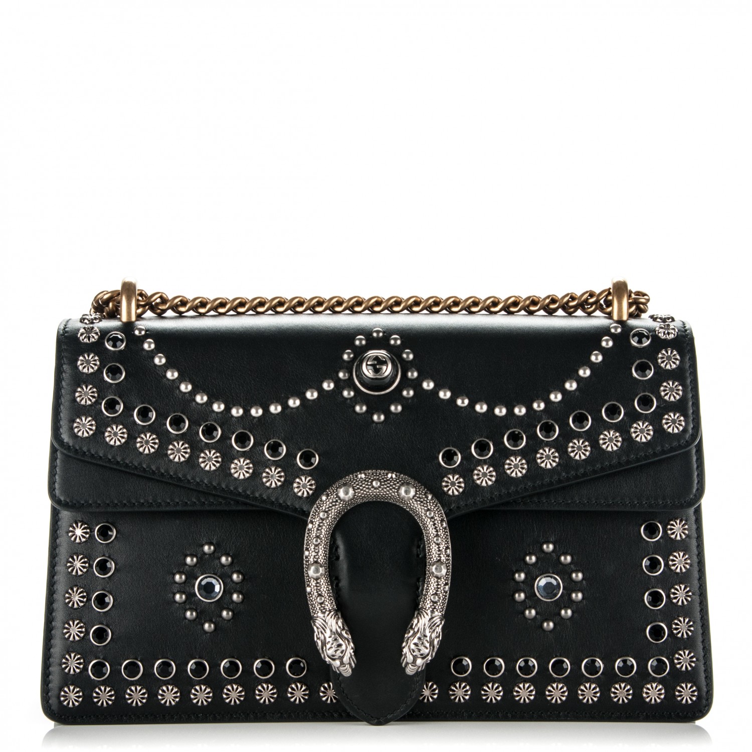 gucci black studded bag