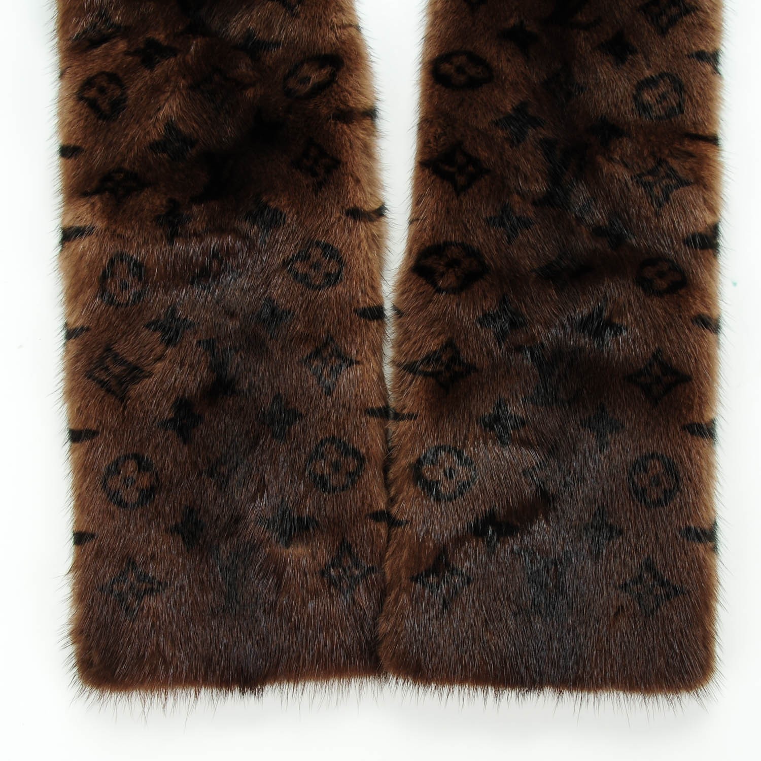LOUIS VUITTON Monogram Mink Fur Scarf Stole Wrap 138197