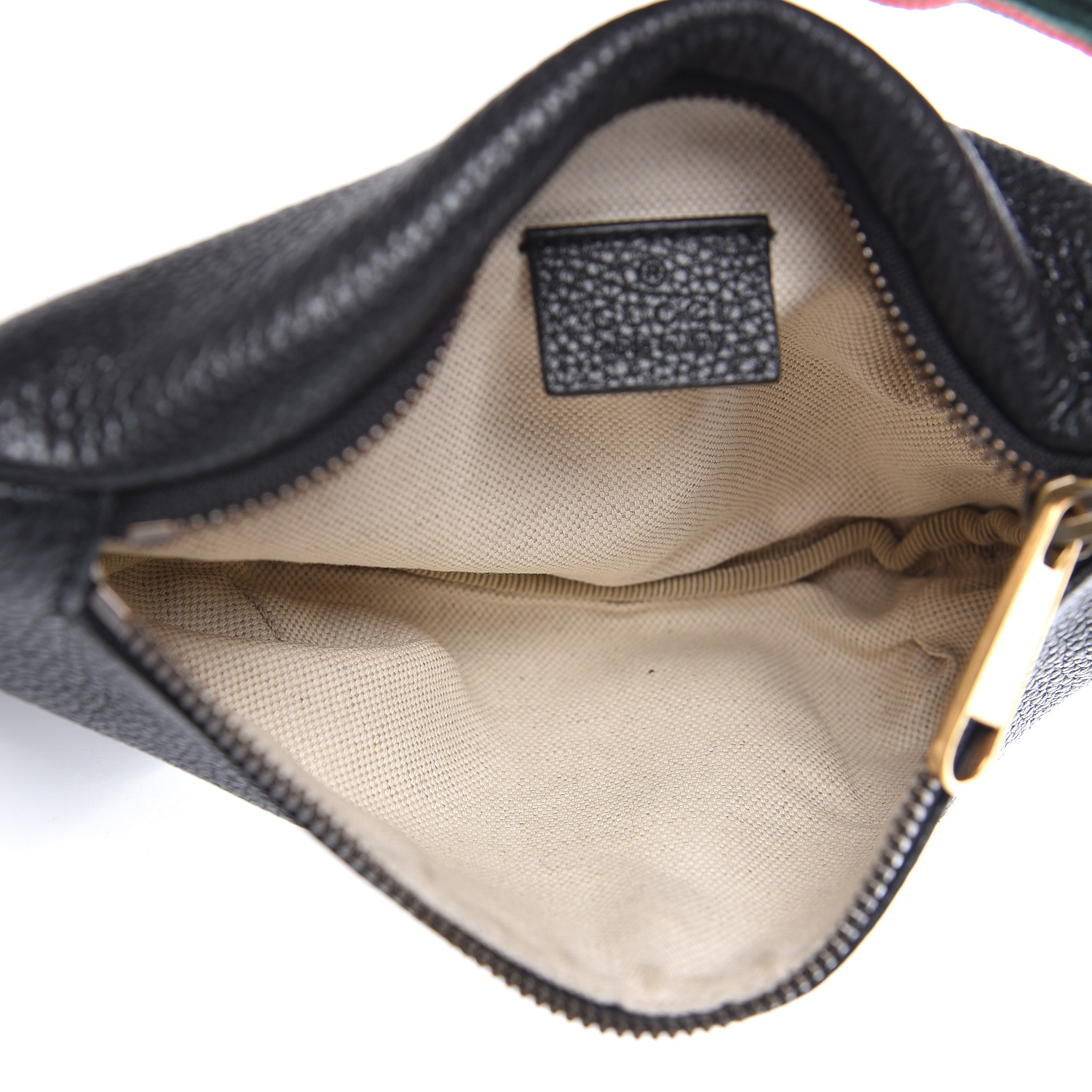 GUCCI Grained Calfskin Small Gucci Print Belt Bag Black 469077