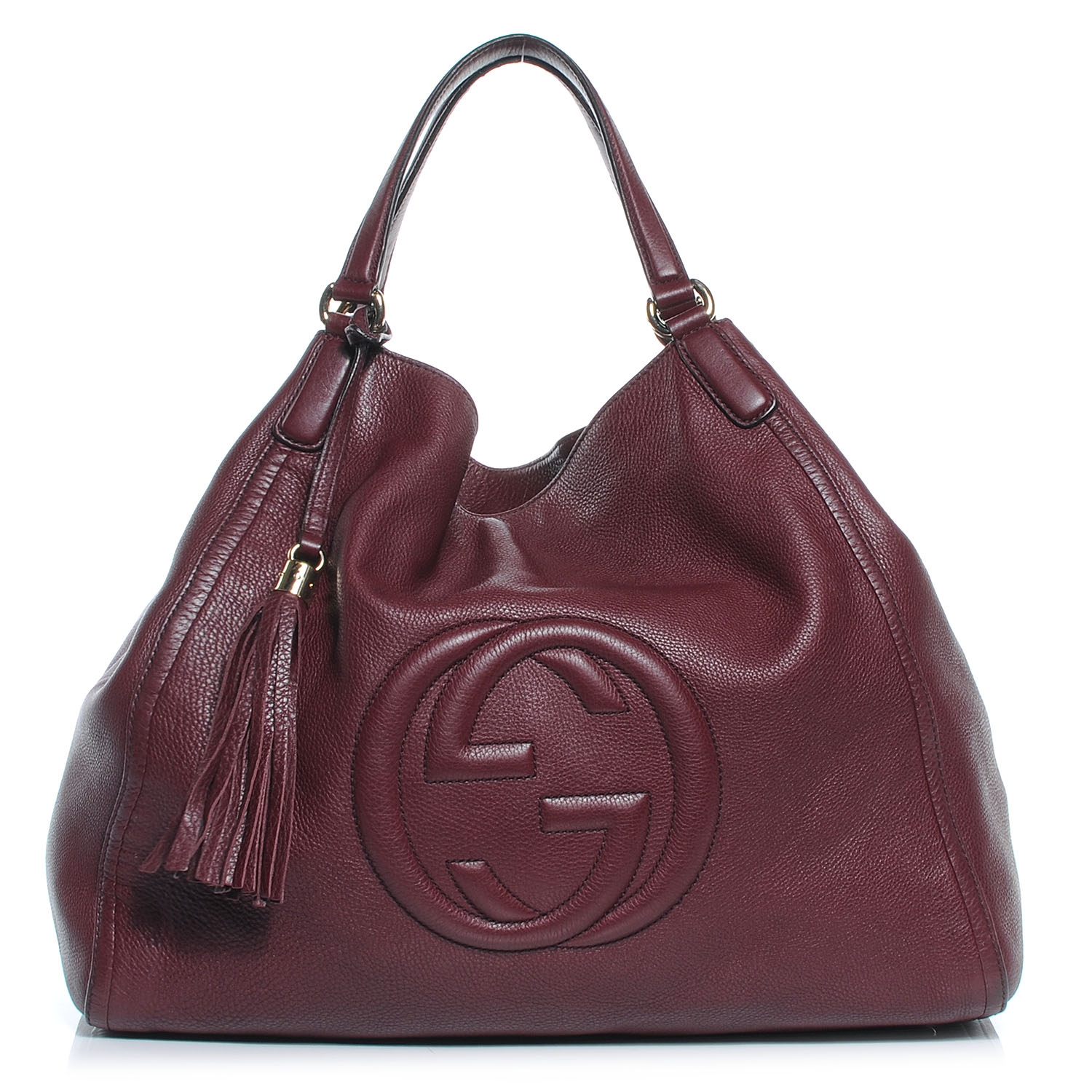 GUCCI Leather Large Soho Shoulder Bag Bordeaux 51774 | FASHIONPHILE