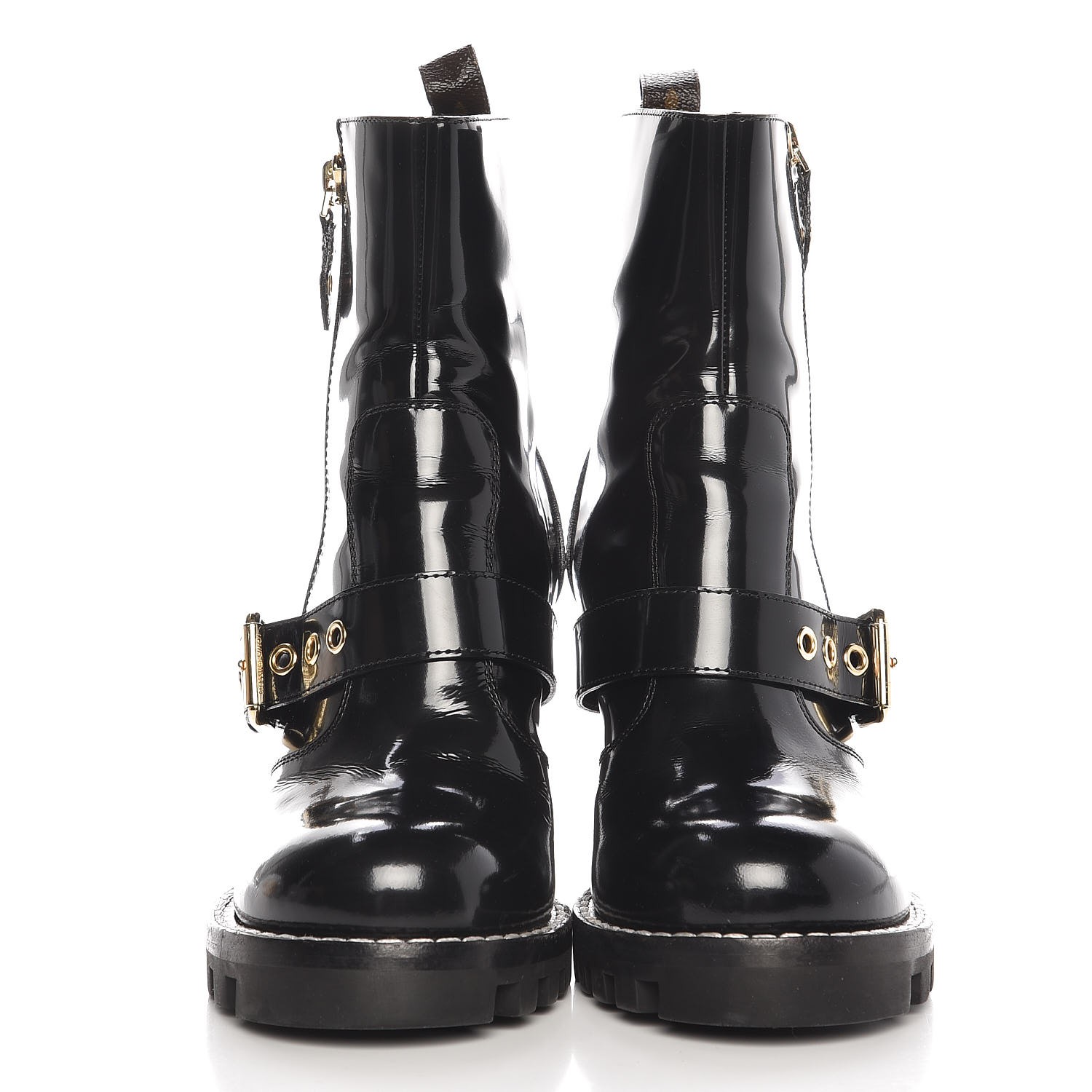 LOUIS VUITTON Patent Calf Star Trail Boots 39 Noir Black 276613