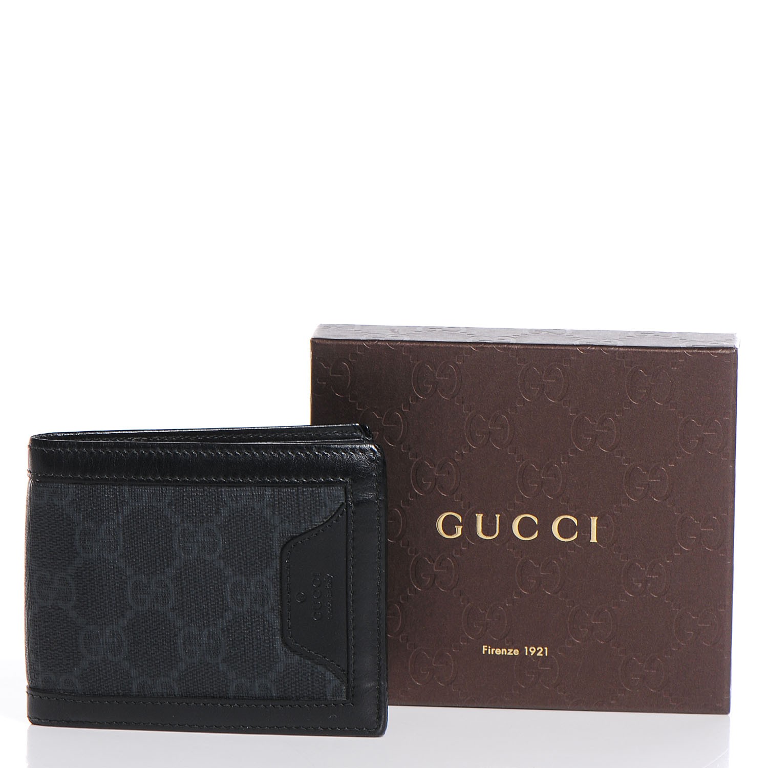 GUCCI GG Supreme Monogram Bi-Fold Wallet Black 105395