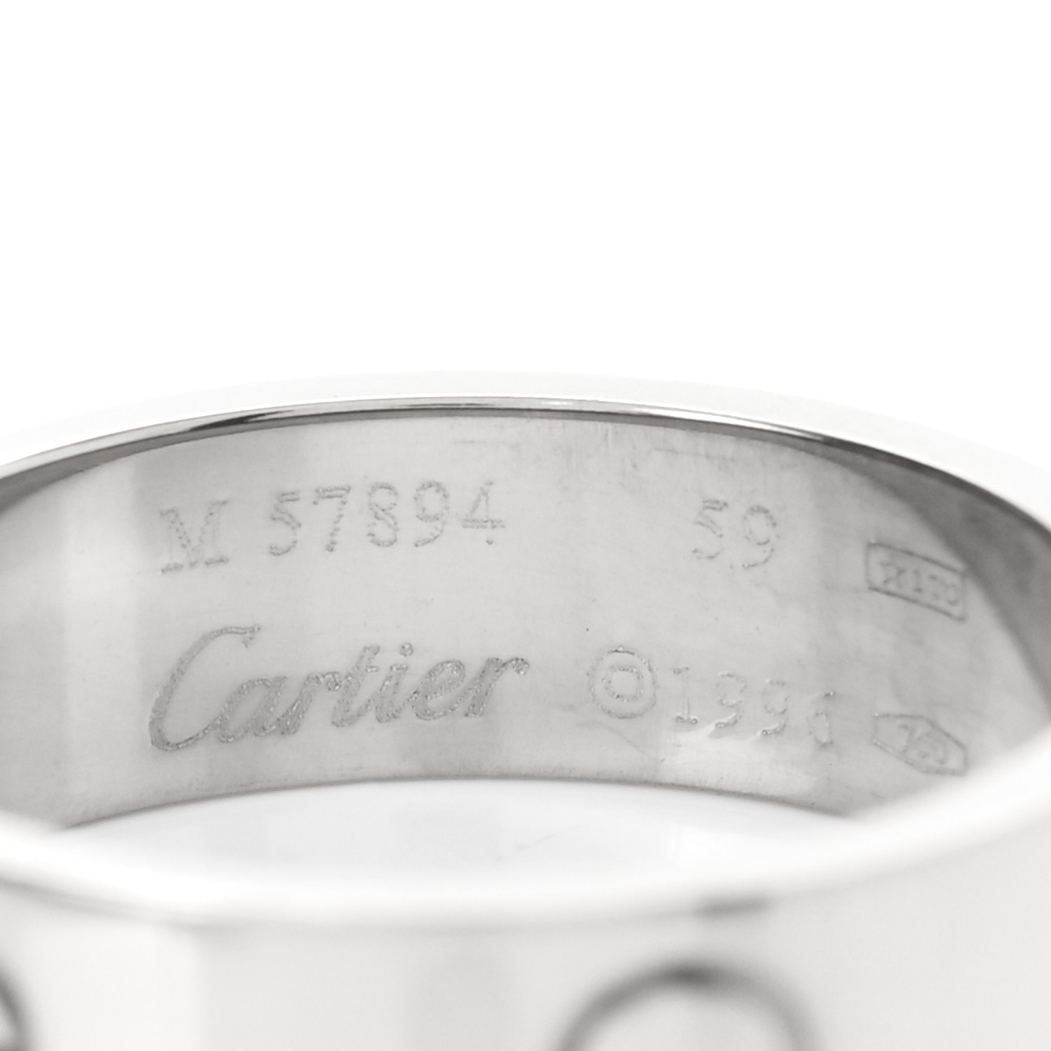 CARTIER 18K White Gold 5.5mm LOVE Ring 59 8.75 965870 | FASHIONPHILE