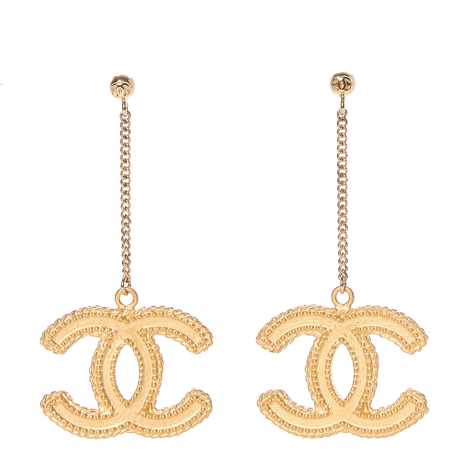 CHANEL CC Drop Earrings Matte Gold 288422