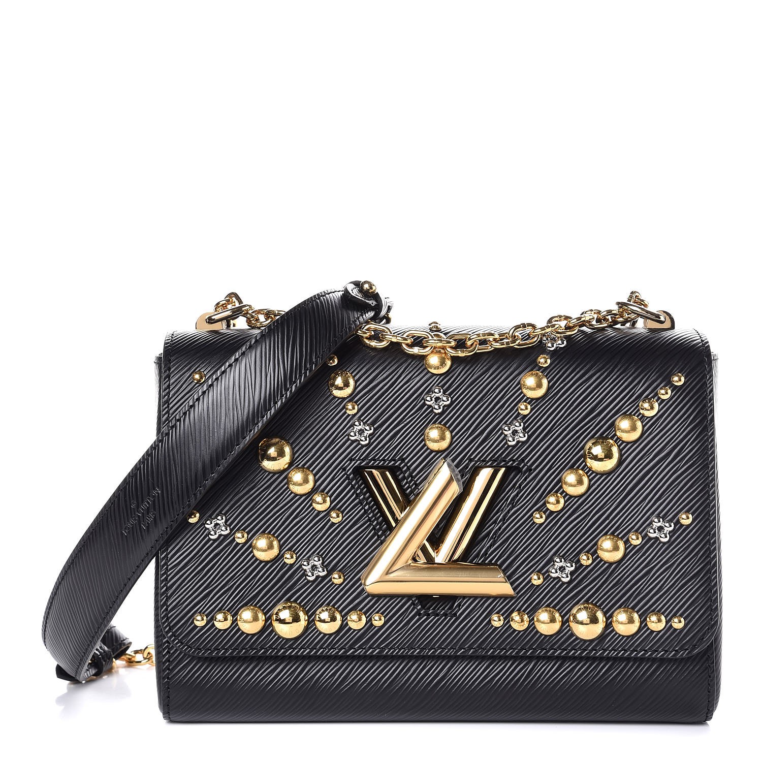 LOUIS VUITTON Epi Studded Sol Twist Shoulder Bag MM Black 296426 ...