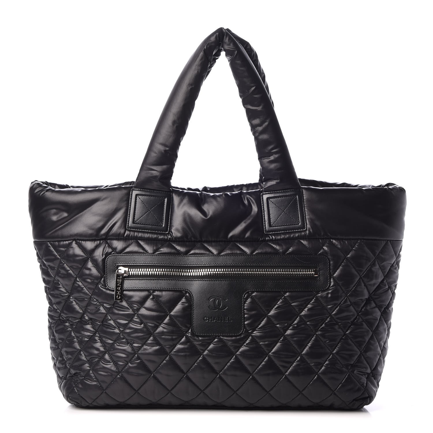 CHANEL Nylon Quilted Large Coco Cocoon Tote Black 317890