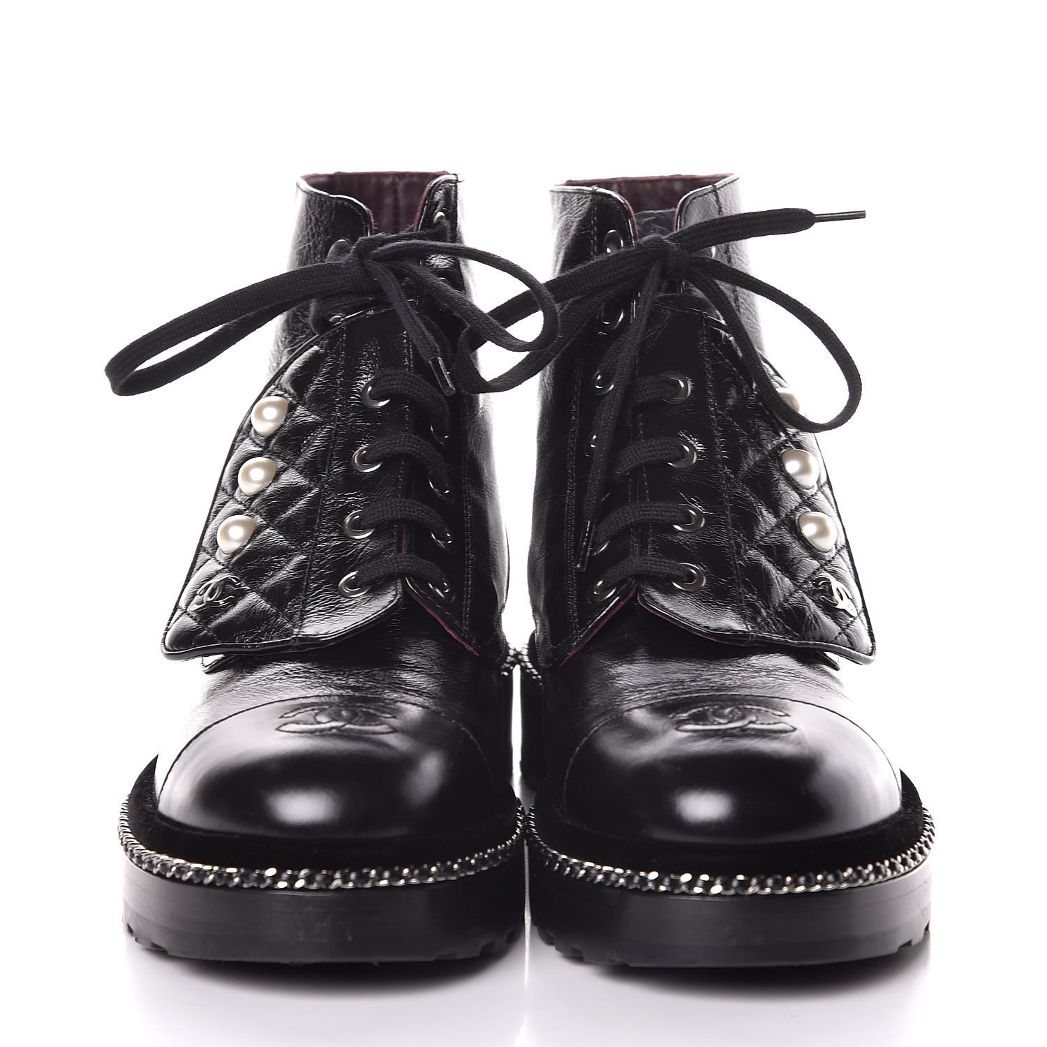 chanel velvet combat boots