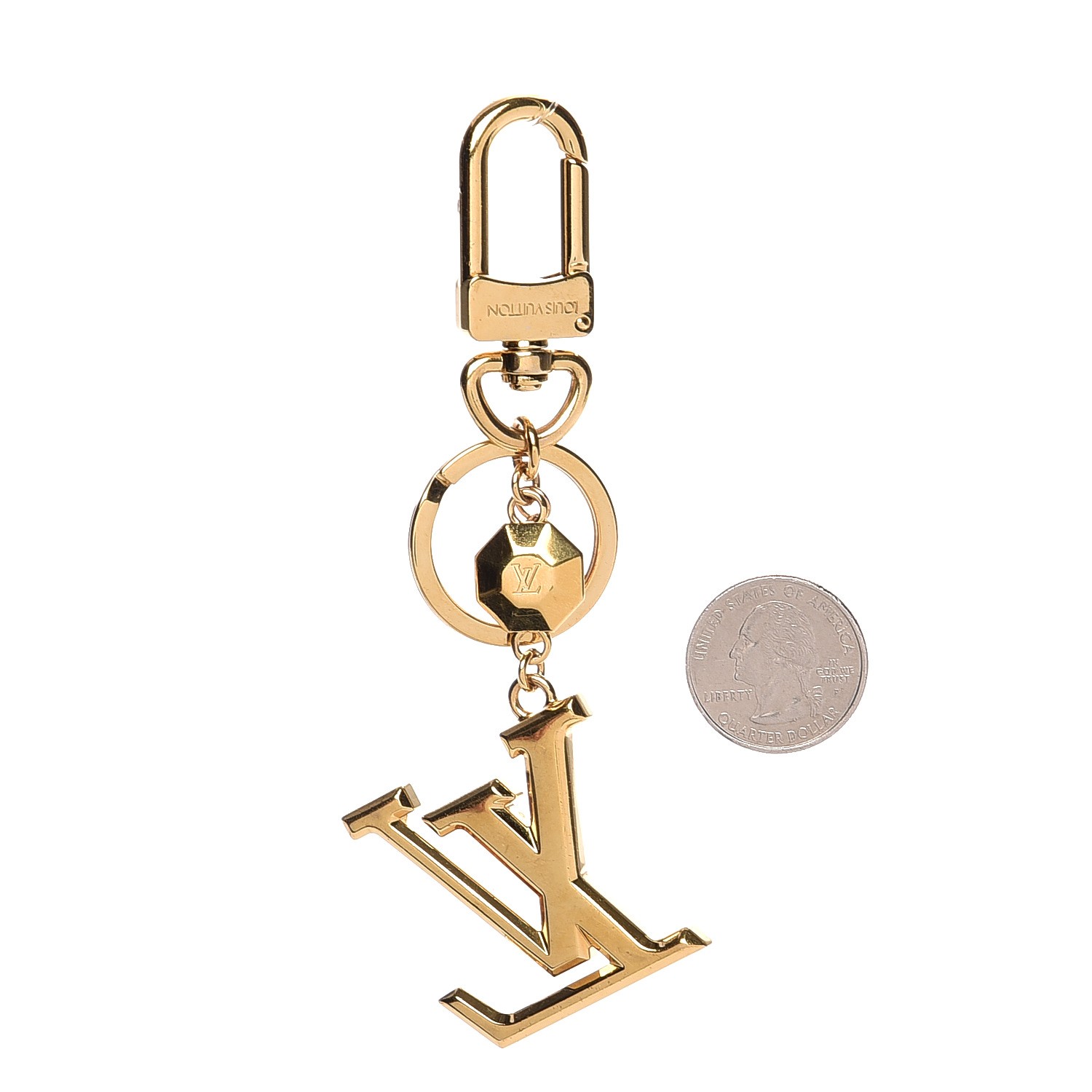 NEW LV LOUIS VUITTON FACETTES GOLD BAG CHARM KEY HOLDER M65216