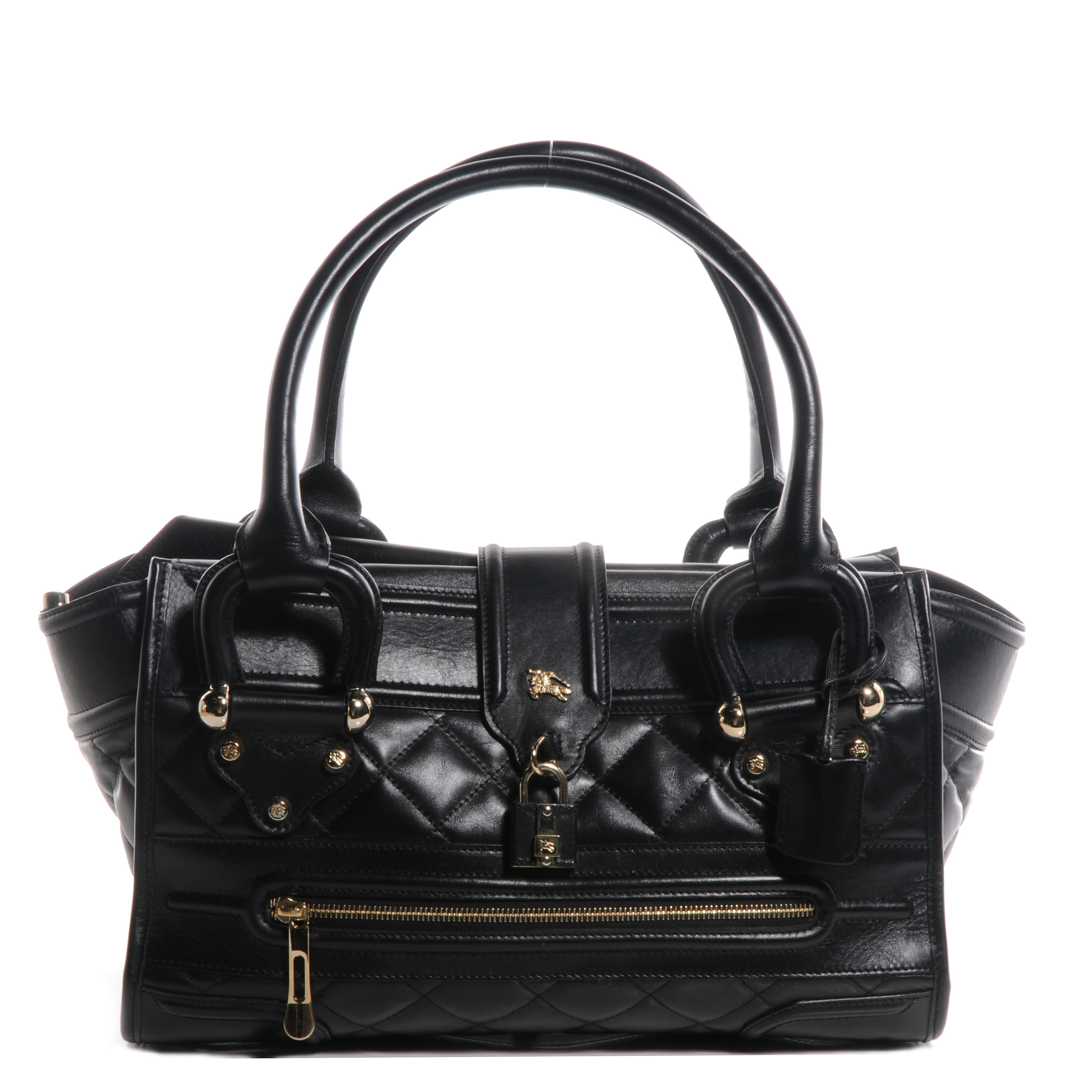 BURBERRY Quilted Leather Large Manor Tote Black 60711