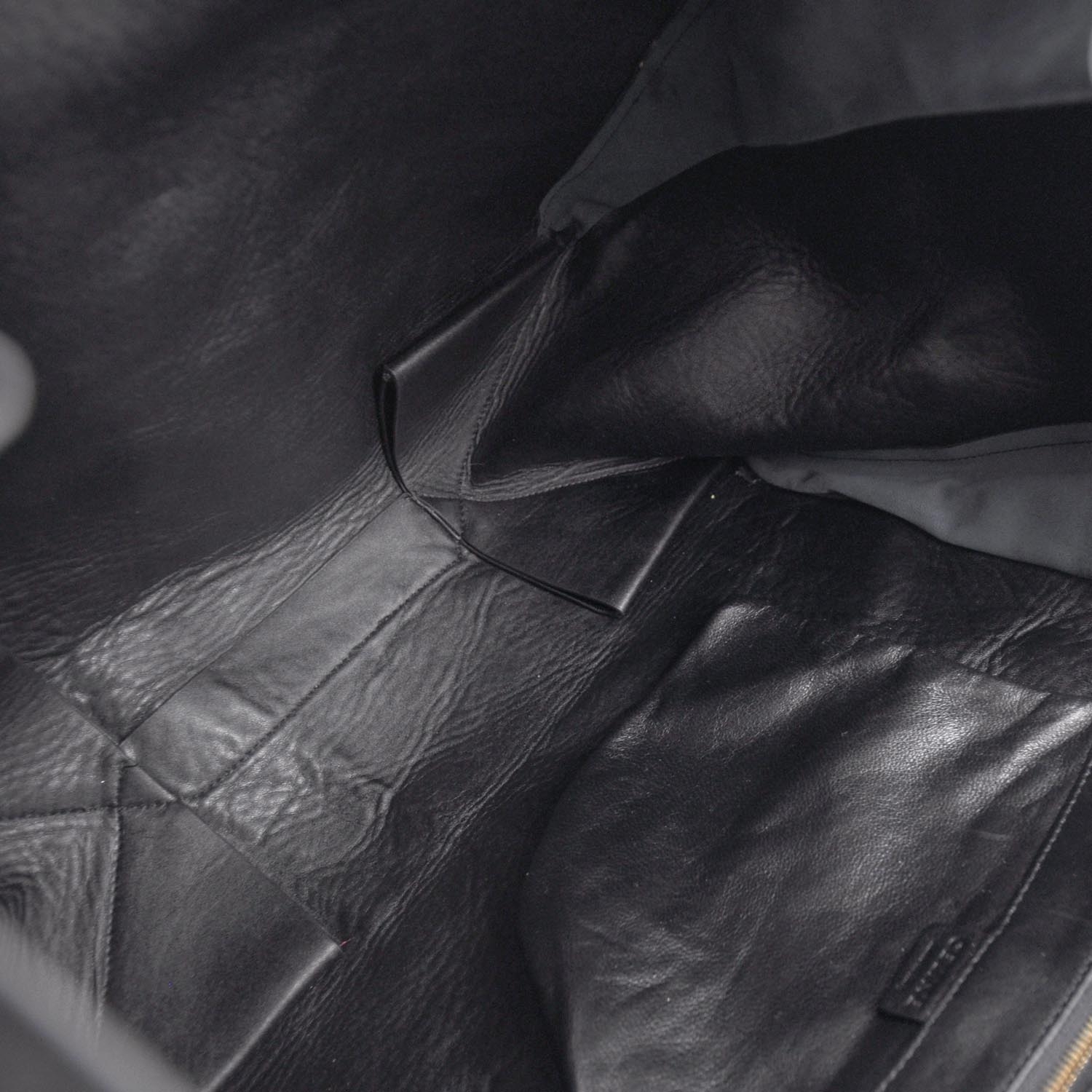 CELINE Leather Horizontal Gusset Cabas Black 26542
