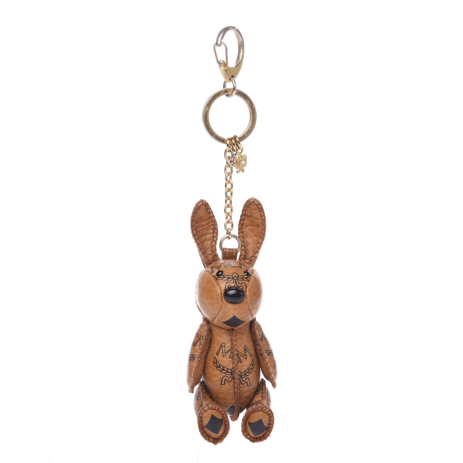 MCM Visetos Rabbit Key Ring Bag Charm Cognac 580288 | FASHIONPHILE
