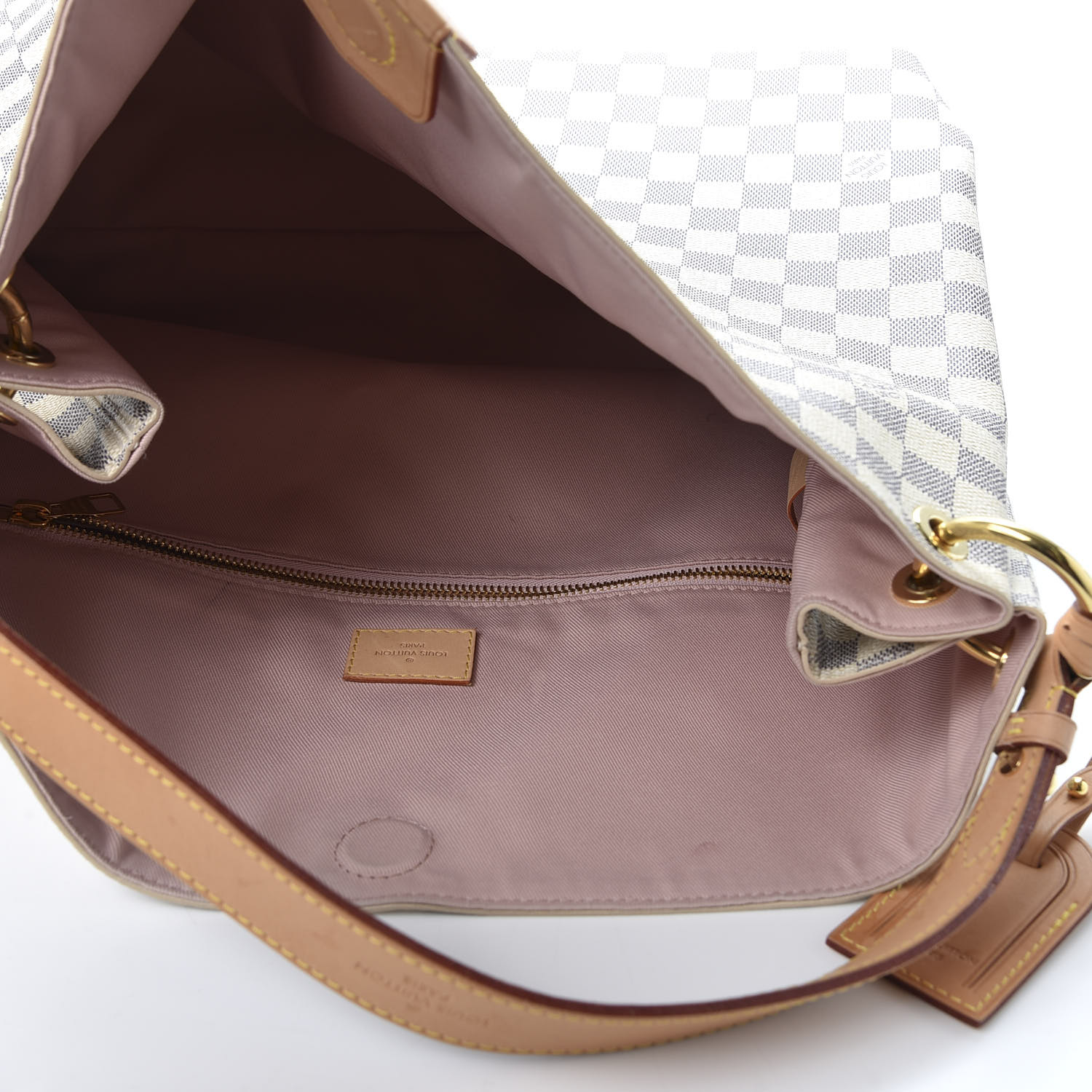 Louis Vuitton Graceful Mm Rose Ballerine Pink White Damier Azur