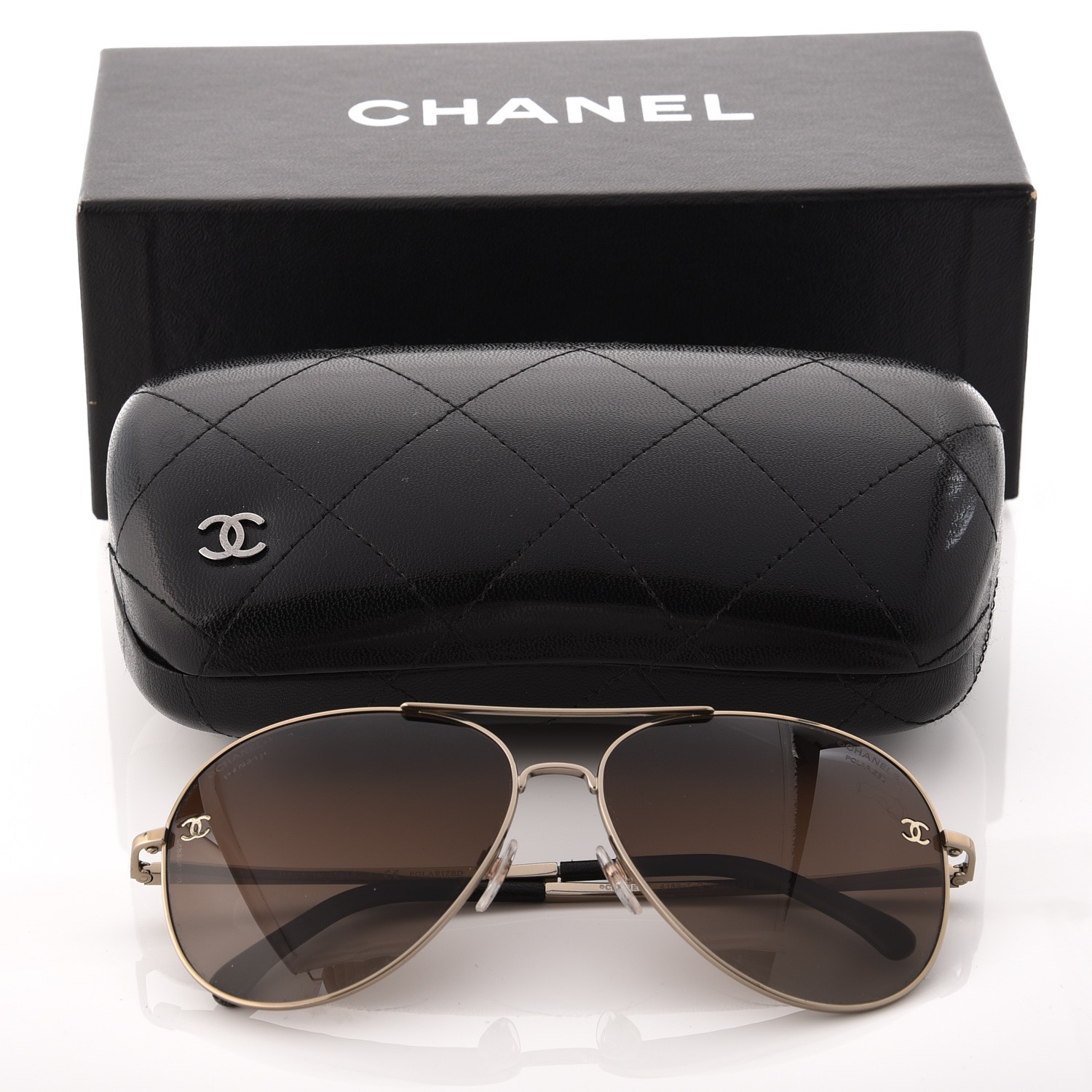 CHANEL Polarized CC Aviator Sunglasses 4189TQ Pale Gold 240668