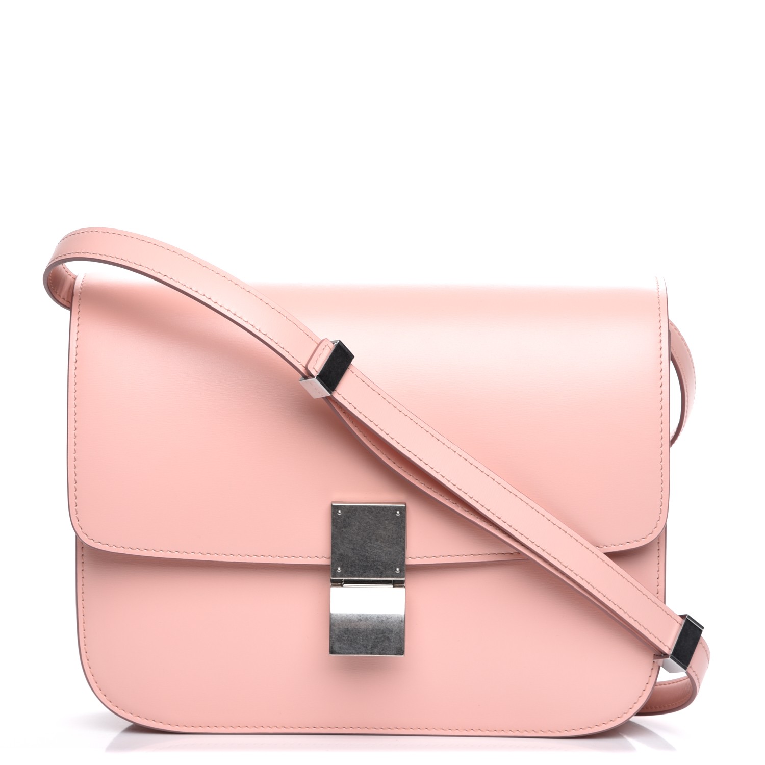 CELINE Box Calfskin Medium Classic Box Flap Pink 215825