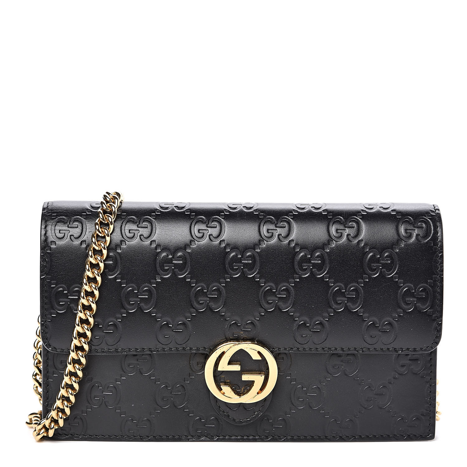 GUCCI Guccissima Icon Chain Wallet Black 503228