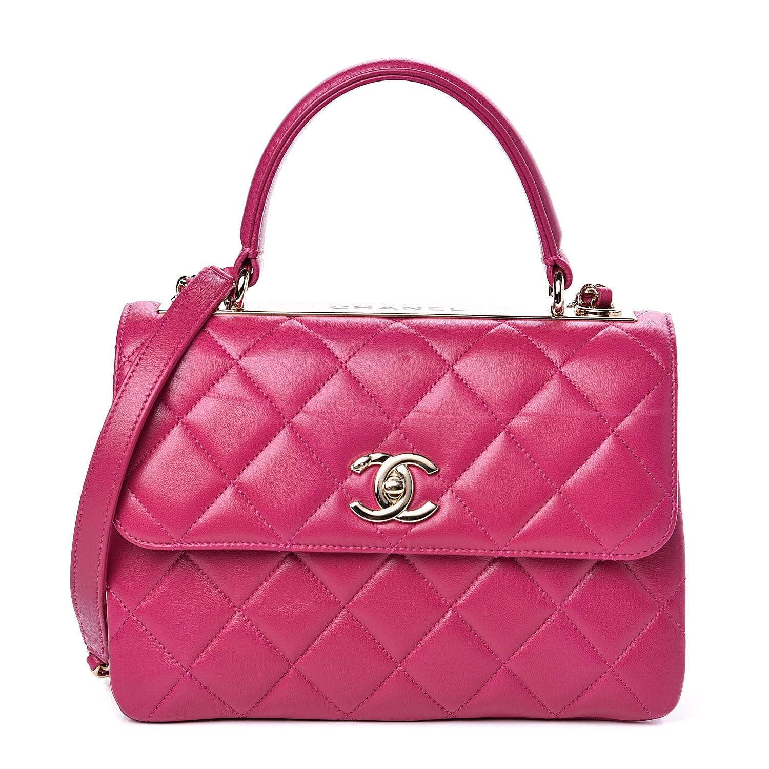 CHANEL Lambskin Quilted Small Trendy CC Dual Handle Bag Pink 503831