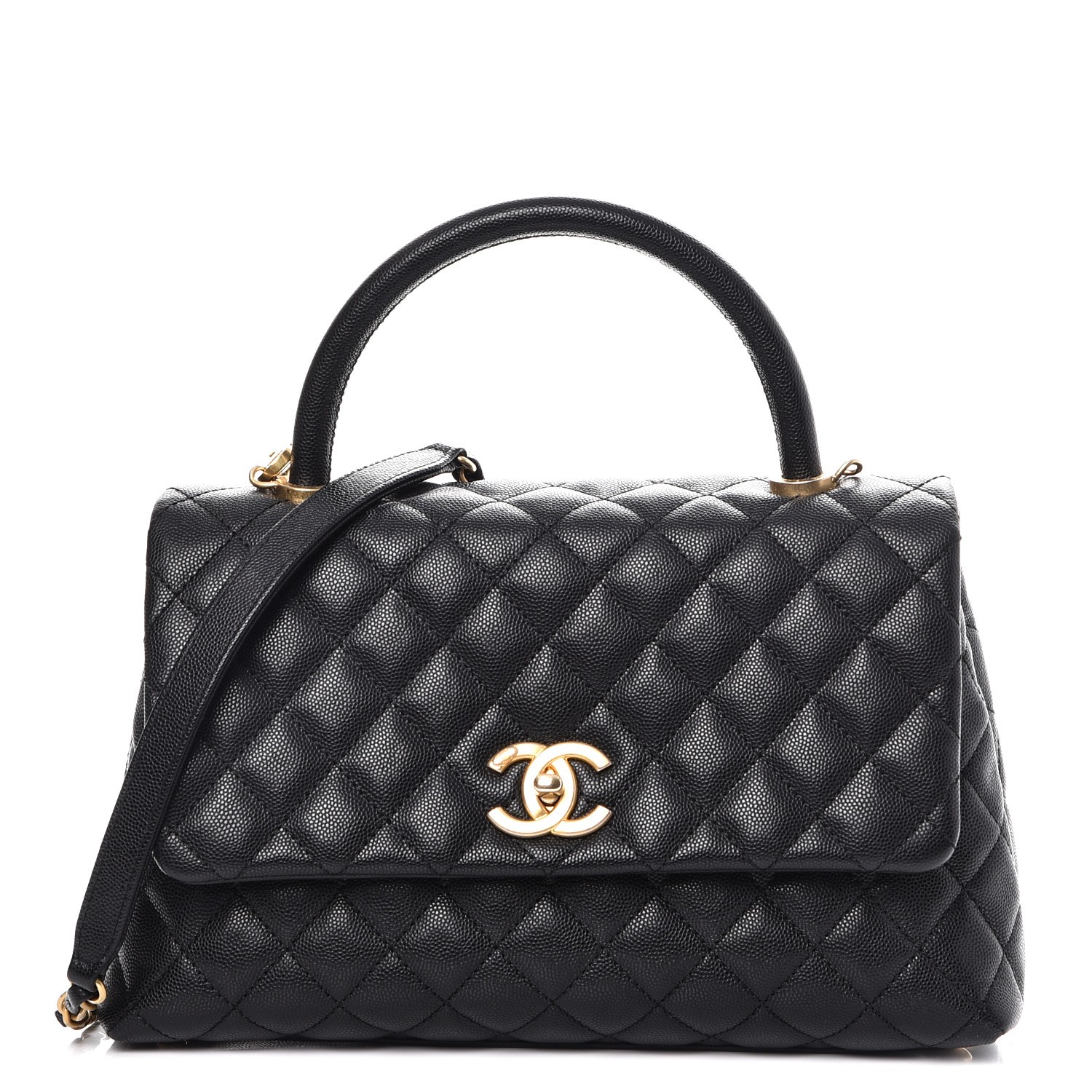 CHANEL Caviar Quilted Small Coco Handle Flap Black 234185