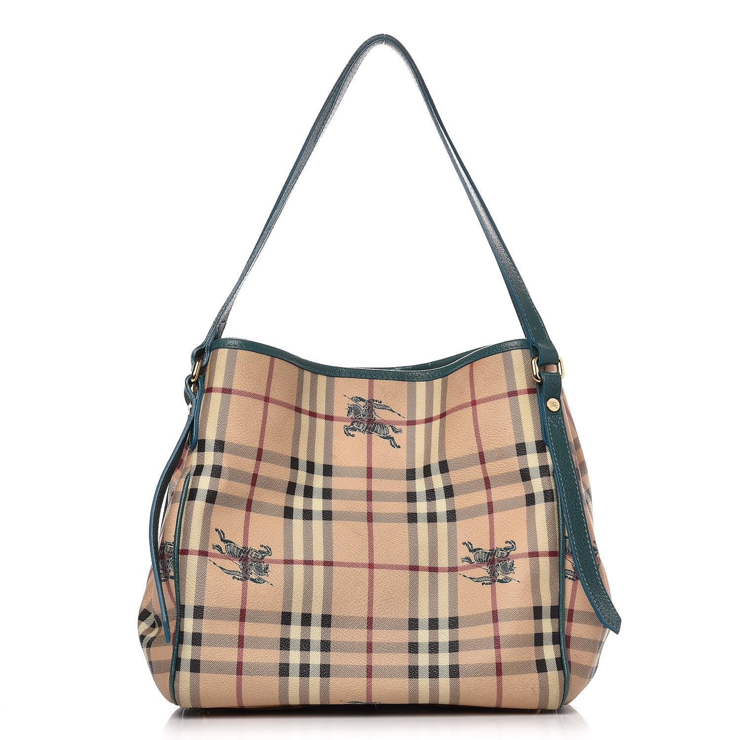 Burberry Haymarket Check Small Canterbury Tote Aqua Green 257420