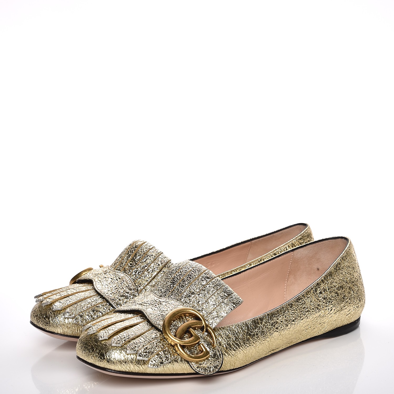 gold gucci flats