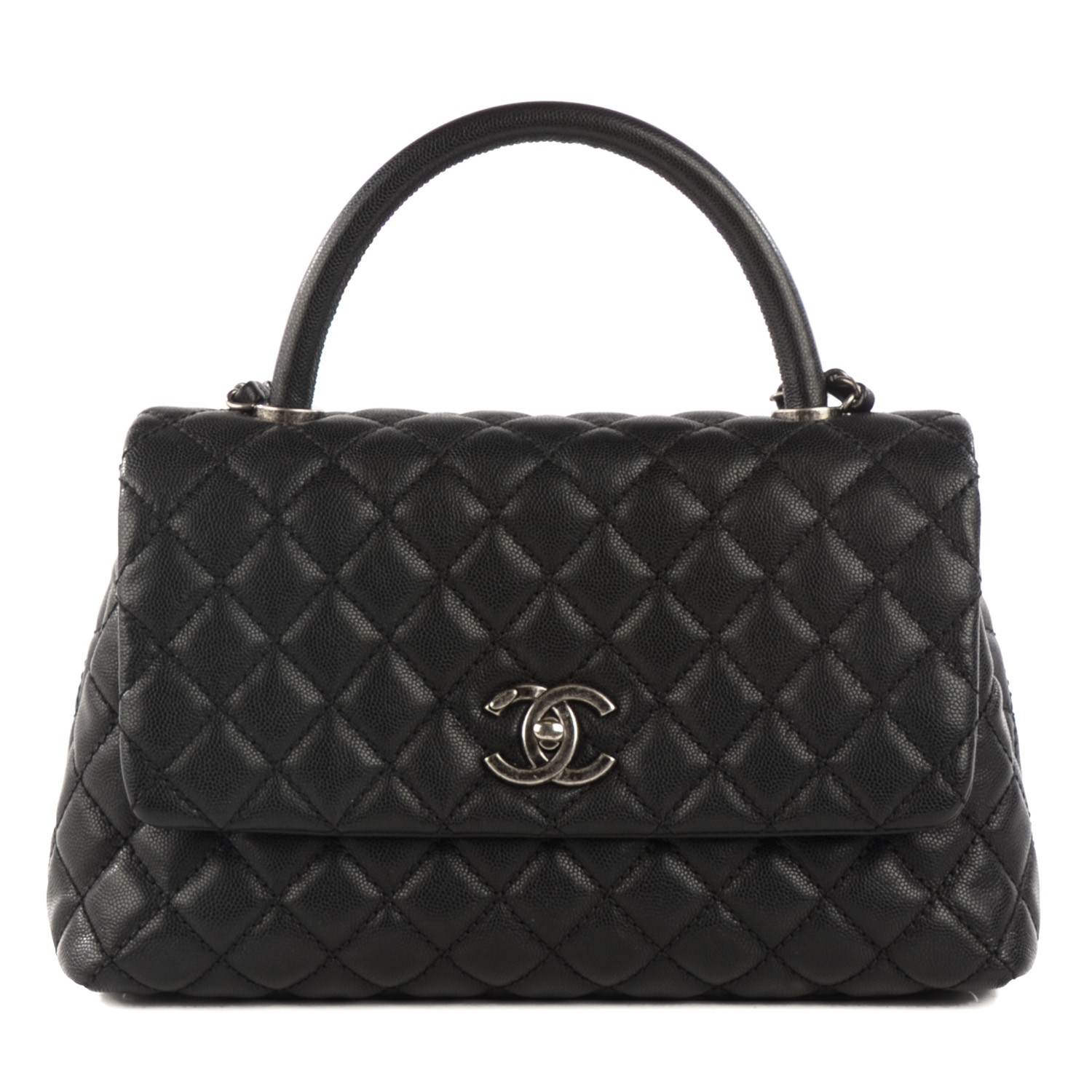 CHANEL Caviar Quilted Small Coco Handle Flap Black 119473