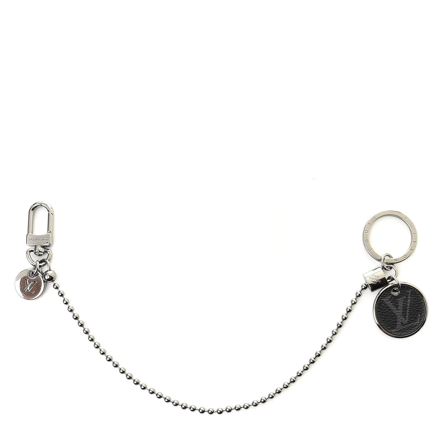 LOUIS VUITTON Monogram Eclipse Calfskin ID Pocket Key Chain Bag Charm and Key Holder 514224