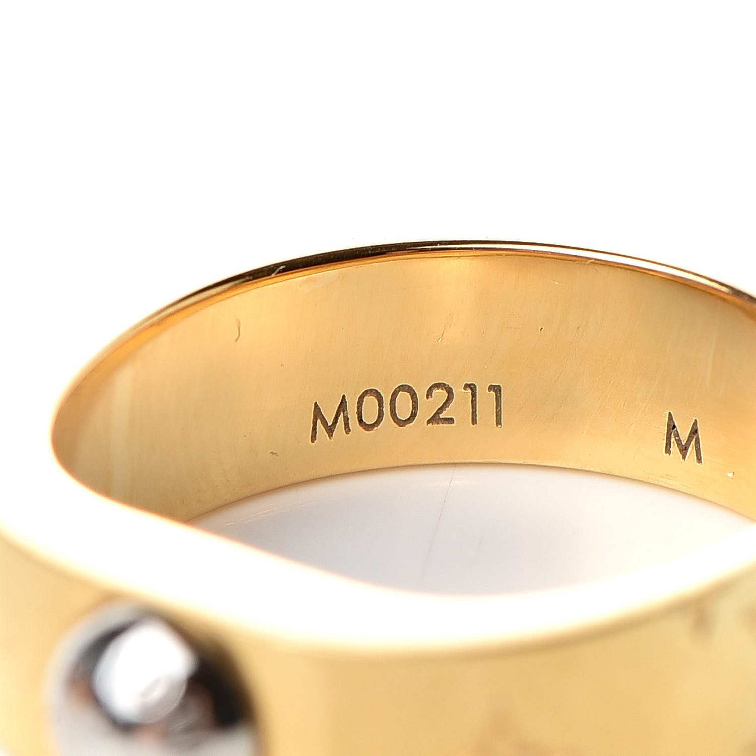 LOUIS VUITTON Monogram Nanogram Ring M Gold 519139